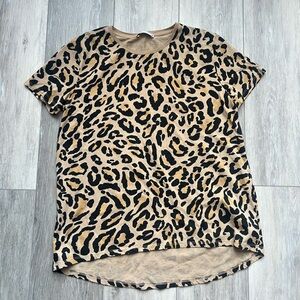 Zara Leopard Print Top - Black and Tan
